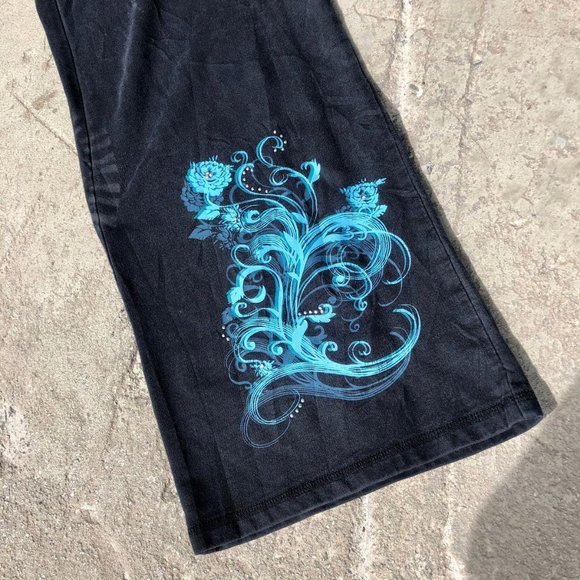 ✨Black Sweatpants with Blue Flowers (L.A. Blues)✨ - Picture 2 of 3